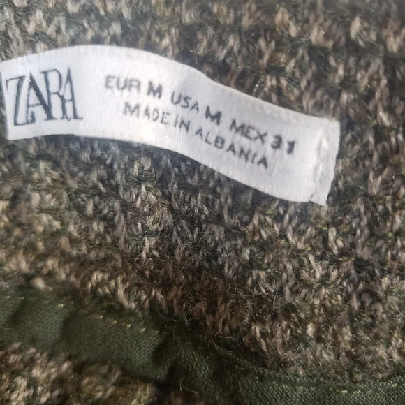 Zara‎ Womans Charcoal/olive Tweed Pants Size Medium - Picture 3 of 4